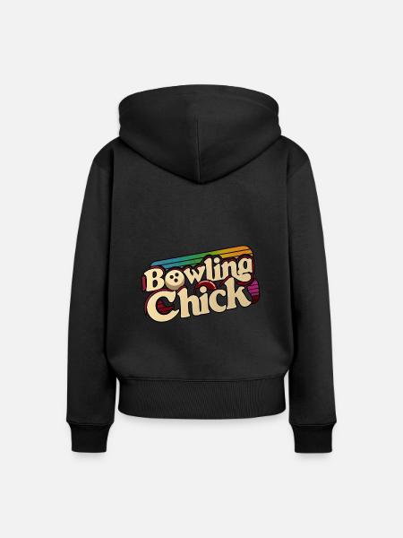 Bowling Chick 18 - Frauen Premium Bio Zip Hoodie - Schwarz