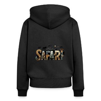 Safari Savanne Wildtiere Afrika - Frauen Premium Bio Zip Hoodie - Schwarz - Hinten - Julia (174cm)