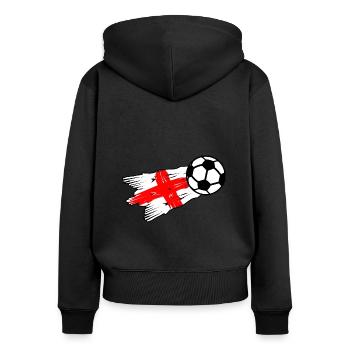 England und Fußball - Frauen Premium Bio Zip Hoodie - Schwarz - Hinten - Julia (174cm)