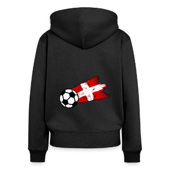 Die Schweizer Fußball Fans - Frauen Premium Bio Zip Hoodie - Schwarz - Hinten - Julia (174cm)