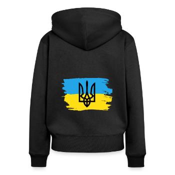 Trysub Flag Gift Ukraine Ukrainian Kiev - Women's Premium Organic Zip Hoodie - black - Back - Julia (174cm)