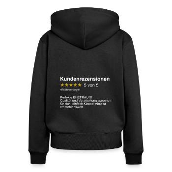 Kundenrezension Damen Spruch beste Ehefrau - Frauen Premium Bio Zip Hoodie - Schwarz - Hinten - Julia (174cm)