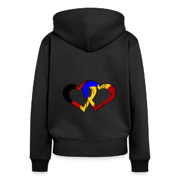 Amour roumain allemand - Sweat à capuche zippé Premium bio Femme - noir - Dos - Julia (174cm)