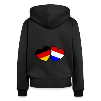 Néerlandais Allemagne Amour - Sweat à capuche zippé Premium bio Femme - noir - Dos - Julia (174cm)
