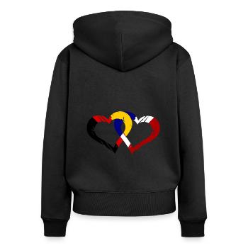 Le partenariat franco-allemand - Sweat à capuche zippé Premium bio Femme - noir - Dos - Julia (174cm)