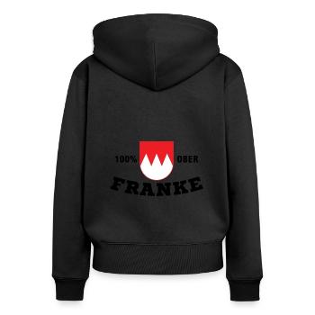 Oberfranke Geschenk Frankenland Dialekt Wappen - Frauen Premium Bio Zip Hoodie - Schwarz - Hinten - Julia (174cm)