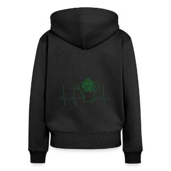 Blumen EKG, Gärtner, Gärtnerin, Herzschlag Garten - Frauen Premium Bio Zip Hoodie - Schwarz - Hinten - Julia (174cm)