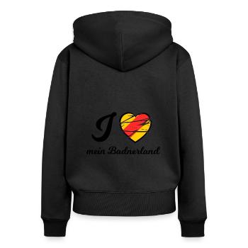 ich liebe mein Badnerland - Frauen Premium Bio Zip Hoodie - Schwarz - Hinten - Julia (174cm)