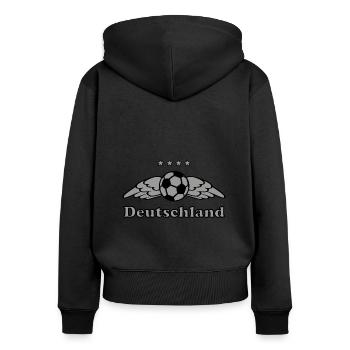 Deutsche Fußball Fans - Frauen Premium Bio Zip Hoodie - Schwarz - Hinten - Julia (174cm)