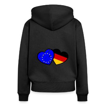 Liebe zur Europawahl - Frauen Premium Bio Zip Hoodie - Schwarz - Hinten - Julia (174cm)