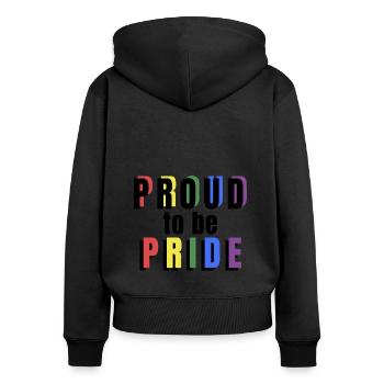 PRIDE PROUD to be Pride black - Frauen Premium Bio Zip Hoodie - Schwarz - Hinten - Julia (174cm)