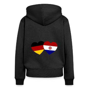 Die deutsch kroatische Freundschaft - Frauen Premium Bio Zip Hoodie - Schwarz - Hinten - Julia (174cm)