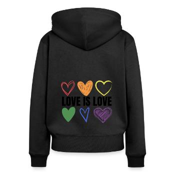 PRIDE Love is love black - Frauen Premium Bio Zip Hoodie - Schwarz - Hinten - Julia (174cm)