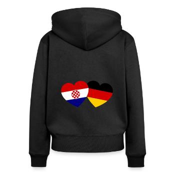 Croatian and German hearts - Women's Premium Organic Zip Hoodie - black - Back - Julia (174cm)