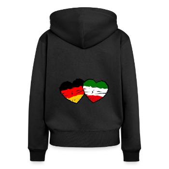 Italiens allemands - Sweat à capuche zippé Premium bio Femme - noir - Dos - Julia (174cm)