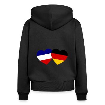 France Allemagne Amitié - Sweat à capuche zippé Premium bio Femme - noir - Dos - Julia (174cm)
