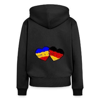 Roumanie Cœurs allemands - Sweat à capuche zippé Premium bio Femme - noir - Dos - Julia (174cm)
