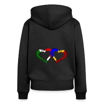 Amour italien roumain - Sweat à capuche zippé Premium bio Femme - noir - Dos - Julia (174cm)