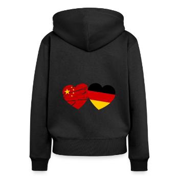 Deutsch chinesische Liebe - Frauen Premium Bio Zip Hoodie - Schwarz - Hinten - Julia (174cm)