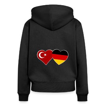L’amour germano-turc - Sweat à capuche zippé Premium bio Femme - noir - Dos - Julia (174cm)
