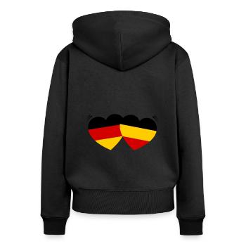 L’amitié belgo-allemande - Sweat à capuche zippé Premium bio Femme - noir - Dos - Julia (174cm)