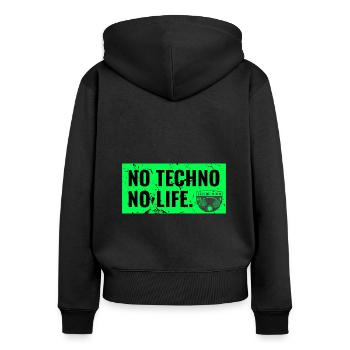 Techno Rave Raver dj hardstyle jumpstyle turntable - Frauen Premium Bio Zip Hoodie - Schwarz - Hinten - Julia (174cm)