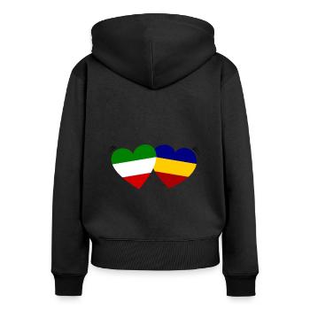 Italy Romania Love - Women's Premium Organic Zip Hoodie - black - Back - Julia (174cm)