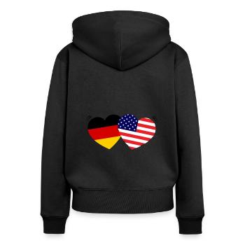 USA and Germany - Women's Premium Organic Zip Hoodie - black - Back - Julia (174cm)