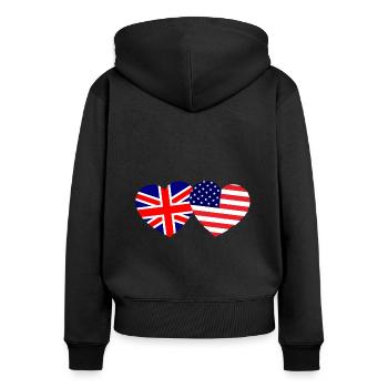 British American Friends - Women's Premium Organic Zip Hoodie - black - Back - Julia (174cm)