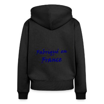 Hergestellt in Frankreich - Frauen Premium Bio Zip Hoodie - Schwarz - Hinten - Julia (174cm)