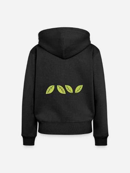 vier Blätter blatt symbol - Frauen Premium Bio Zip Hoodie - Schwarz