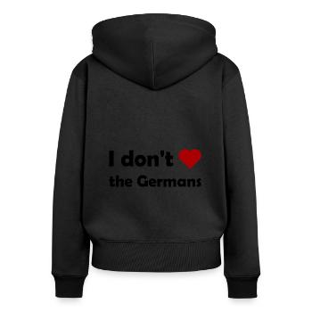 Pas d’amour pour l’Allemagne - Sweat à capuche zippé Premium bio Femme - noir - Dos - Julia (174cm)