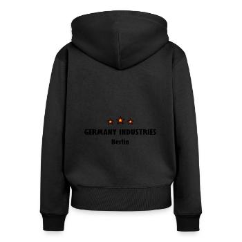 Berliner Industrie Deutschland - Frauen Premium Bio Zip Hoodie - Schwarz - Hinten - Julia (174cm)