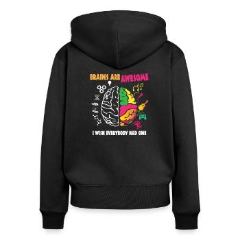 Les cerveaux sont formidables - Sweat à capuche zippé Premium bio Femme - noir - Dos - Julia (174cm)