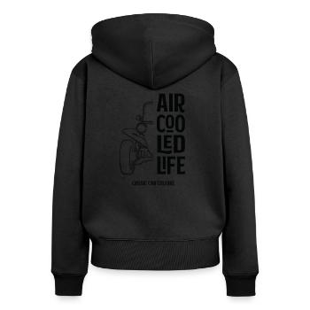 Aircooled Life Beach Buggy - Oldtimer-Kultur - Frauen Premium Bio Zip Hoodie - Schwarz - Hinten - Julia (174cm)