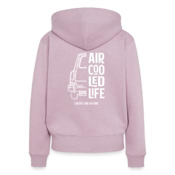 Aircooled Type 3 Square Back - Classic Car Culture - Sweat à capuche zippé Premium bio Femme - rose poudré - Dos - Julia (174cm)