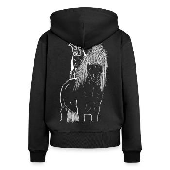 Pferd und Hund - Frauen Premium Bio Zip Hoodie - Schwarz - Hinten - Julia (174cm)