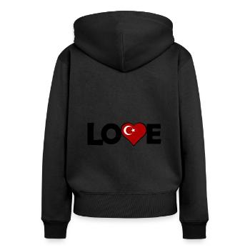 L’amour de la Turquie - Sweat à capuche zippé Premium bio Femme - noir - Dos - Julia (174cm)
