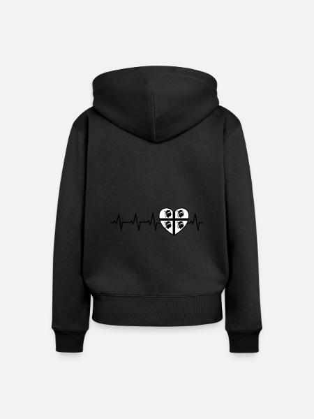 Pulse Heart Gift Sardegna Italia - Felpa con cappuccio con zip ecologica premium da donna - nero
