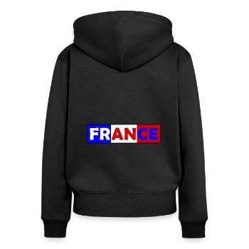 Frankreich Farben - Frauen Premium Bio Zip Hoodie - Schwarz - Hinten - Julia (174cm)