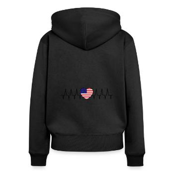 Heart Rate America - Women's Premium Organic Zip Hoodie - black - Back - Julia (174cm)