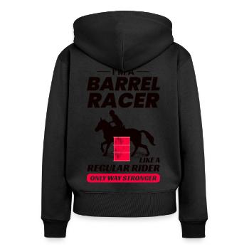 Barrel Racer Reiten Racing Rodeo Lustig - Frauen Premium Bio Zip Hoodie - Schwarz - Hinten - Julia (174cm)