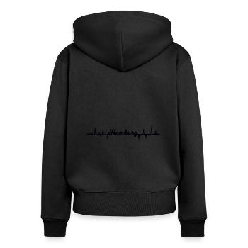 Le pouls à Hambourg - Sweat à capuche zippé Premium bio Femme - noir - Dos - Julia (174cm)