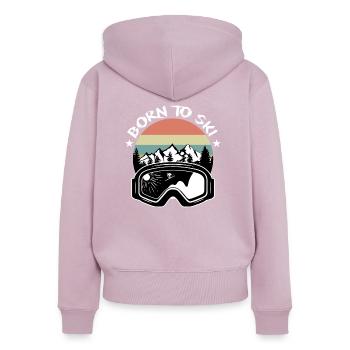 Born To Ski - Sjifahren Skifahrer Piste Après Ski - Frauen Premium Bio Zip Hoodie - Altrosa - Hinten - Julia (174cm)