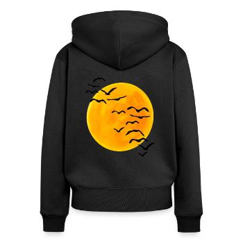 Sonnenuntergang Vogelschwarm - Frauen Premium Bio Zip Hoodie - Schwarz - Hinten - Julia (174cm)