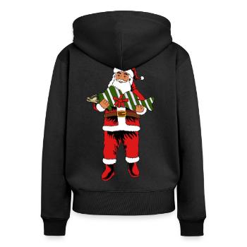 Weihnachtsmann Zander Geschenk für Angler - Frauen Premium Bio Zip Hoodie - Schwarz - Hinten - Julia (174cm)