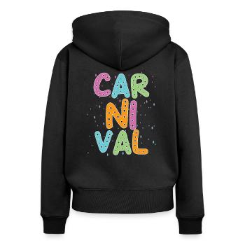 Fasching - Frauen Premium Bio Zip Hoodie - Schwarz - Hinten - Julia (174cm)