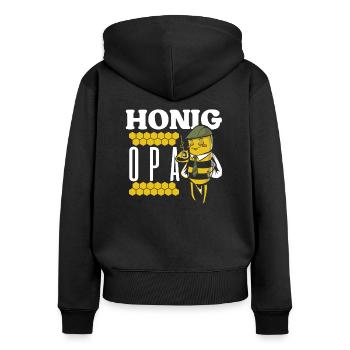 Bienen Opa Umwelt Schutz Imker Bienenflüsterer - Frauen Premium Bio Zip Hoodie - Schwarz - Hinten - Julia (174cm)