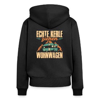 Echte Kerle ziehen Wohnwagen - Frauen Premium Bio Zip Hoodie - Schwarz - Hinten - Julia (174cm)
