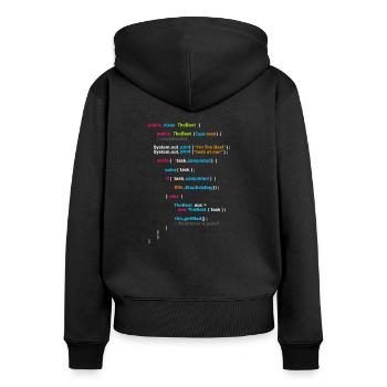Programm Code - Frauen Premium Bio Zip Hoodie - Schwarz - Hinten - Julia (174cm)